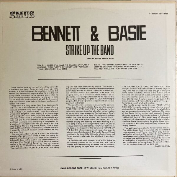 Tony Bennett With Count Basie & His Orchestra - Bennett & Basie Strike Up The Band
